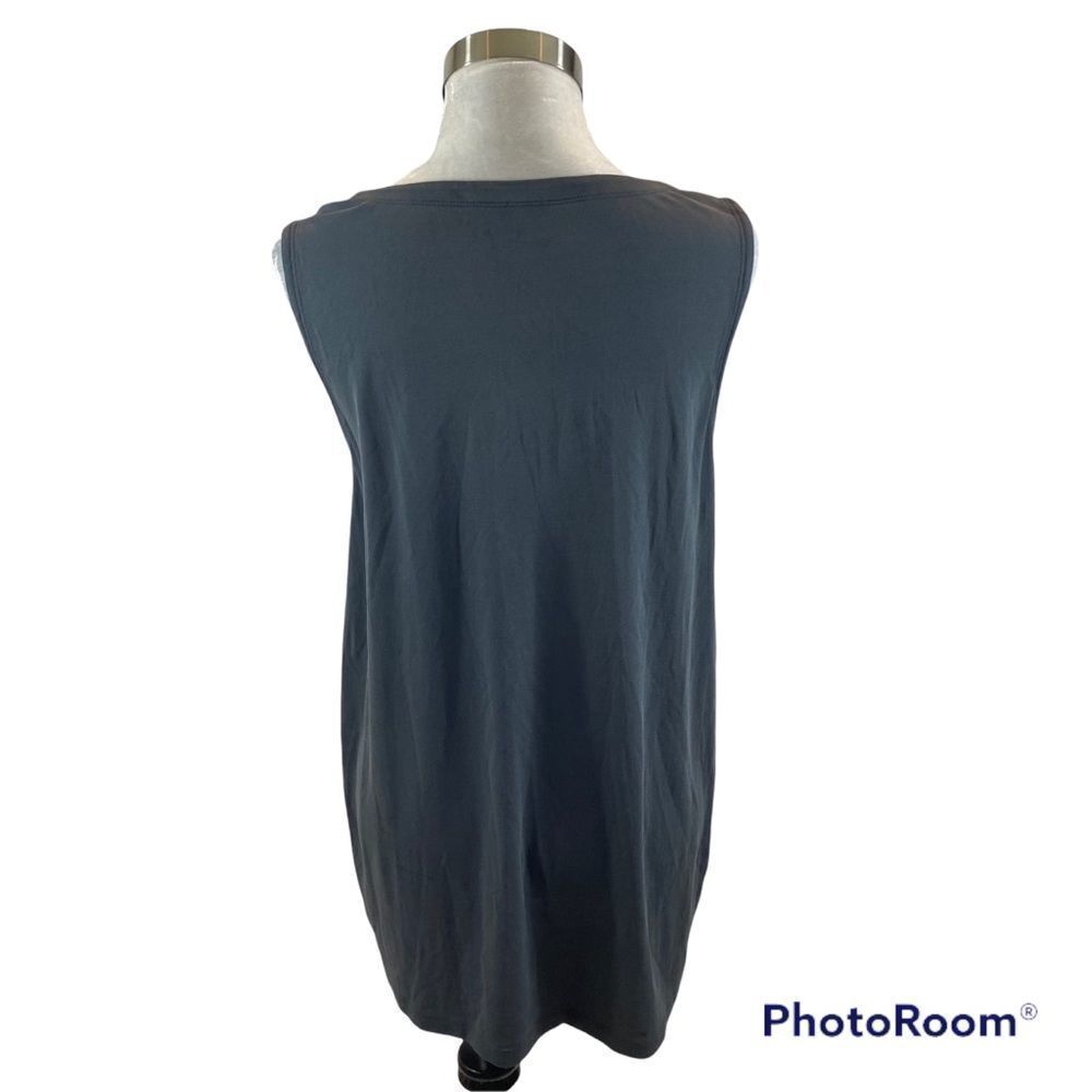 Eileen Fisher Grey Sleeveless Silk Tunic Top Size Medium Petite - Picture 7 of 11